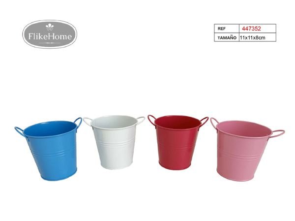 Macetero de Metal (11x11x8 cm) - Pack 12 Uds. - FlikeHome - Cubo Metal - 447352X12 - Cubo Metal - Maceta metal - 