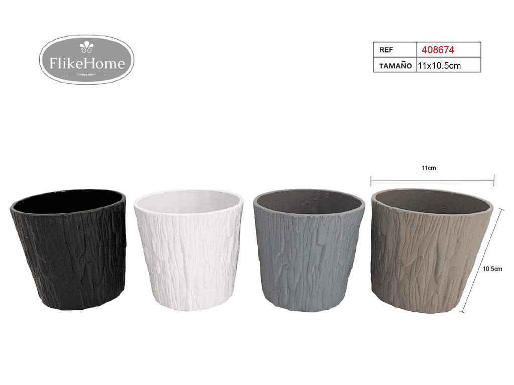 Macetero Decor. PVC (2 TAMAÑOS DISPONIBLES) - Pack 12 Uds. - FlikeHome - Cubo Maceta PVC - 408674X12 - Cubo Maceta PVC - Cubo PVC - Maceta PVC