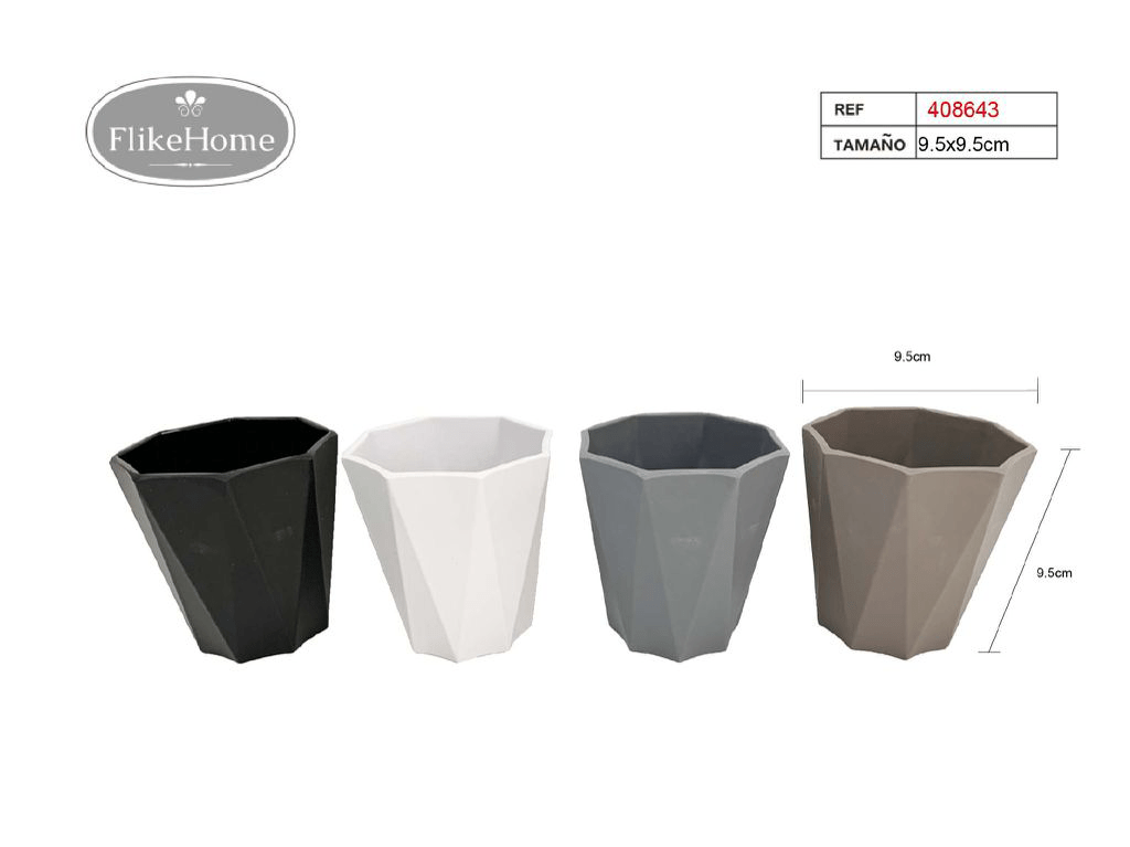 Macetero Decor. PVC (2 TAMAÑOS DISPONIBLES) - Pack 12 Uds. - FlikeHome - Cubo Maceta PVC - 408643X12 - Cubo Maceta PVC - Cubo PVC - Maceta PVC