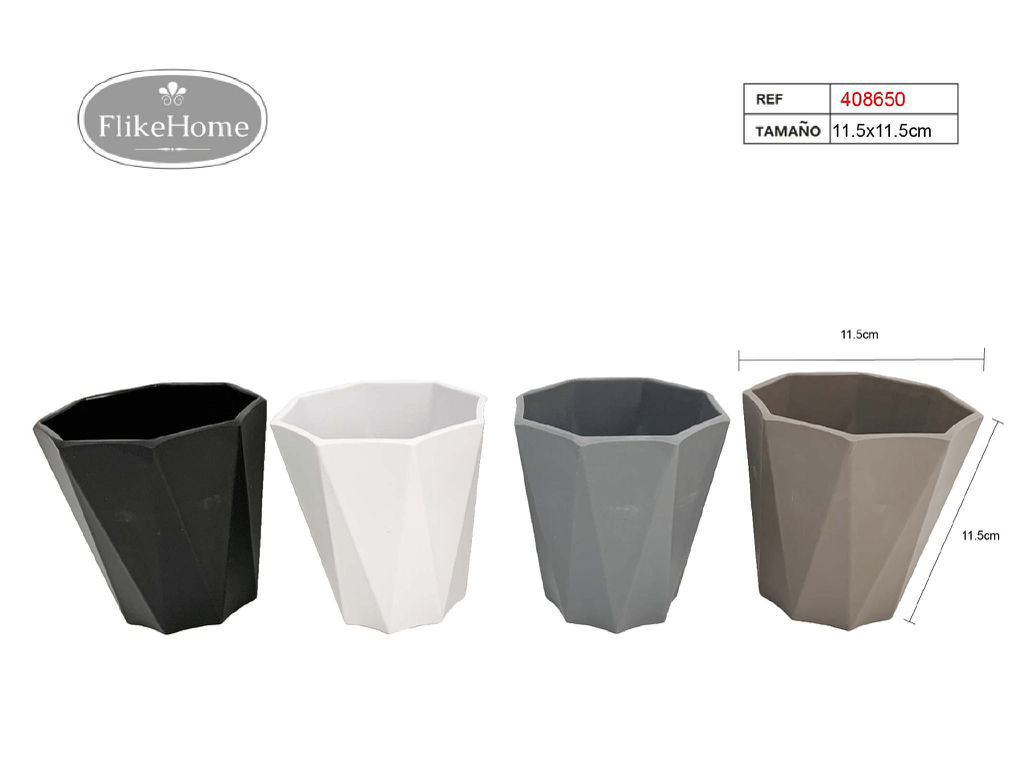 Macetero Decor. PVC (2 TAMAÑOS DISPONIBLES) - Pack 12 Uds. - FlikeHome - Cubo Maceta PVC - 408650X12 - Cubo Maceta PVC - Cubo PVC - Maceta PVC
