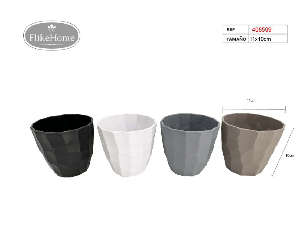 Macetero Decor. PVC (VARIOS TAMAÑOS DISPONIBLES) - Pack 12 Uds. - FlikeHome - Cubo Maceta PVC - 408599X12 - Cubo Maceta PVC - Cubo PVC - Maceta PVC