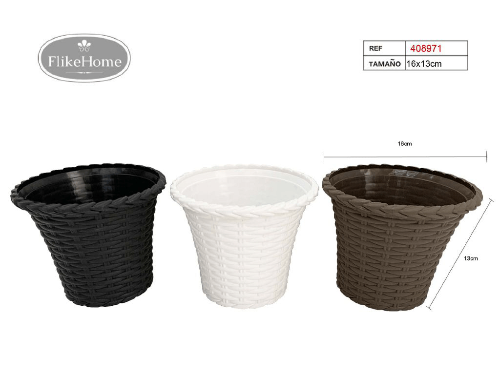 Macetero Decor. PVC (VARIOS TAMAÑOS DISPONIBLES) - Pack 12 Uds. - FlikeHome - Cubo Maceta PVC - 408971X12 - Cubo Maceta PVC - Cubo PVC - Maceta PVC