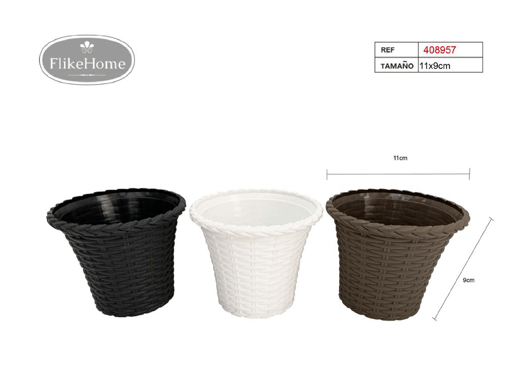 Macetero Decor. PVC (VARIOS TAMAÑOS DISPONIBLES) - Pack 12 Uds. - FlikeHome - Cubo Maceta PVC - 408957X12 - Cubo Maceta PVC - Cubo PVC - Maceta PVC