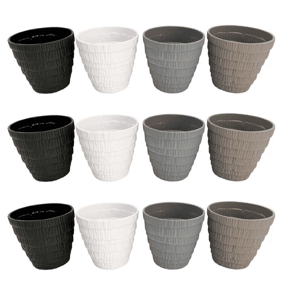 Macetero Decor. PVC (VARIOS TAMAÑOS DISPONIBLES) - Pack 12 Uds. - FlikeHome - Cubo Maceta PVC - 408612X12 - Cubo Maceta PVC - Cubo PVC - Maceta PVC