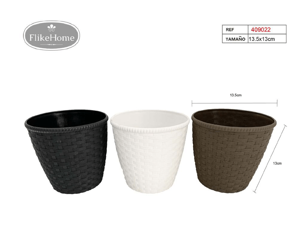 Macetero Decor. PVC (VARIOS TAMAÑOS DISPONIBLES) - Pack 12 Uds. - FlikeHome - Cubo Maceta PVC - 409022X12 - Cubo Maceta PVC - 