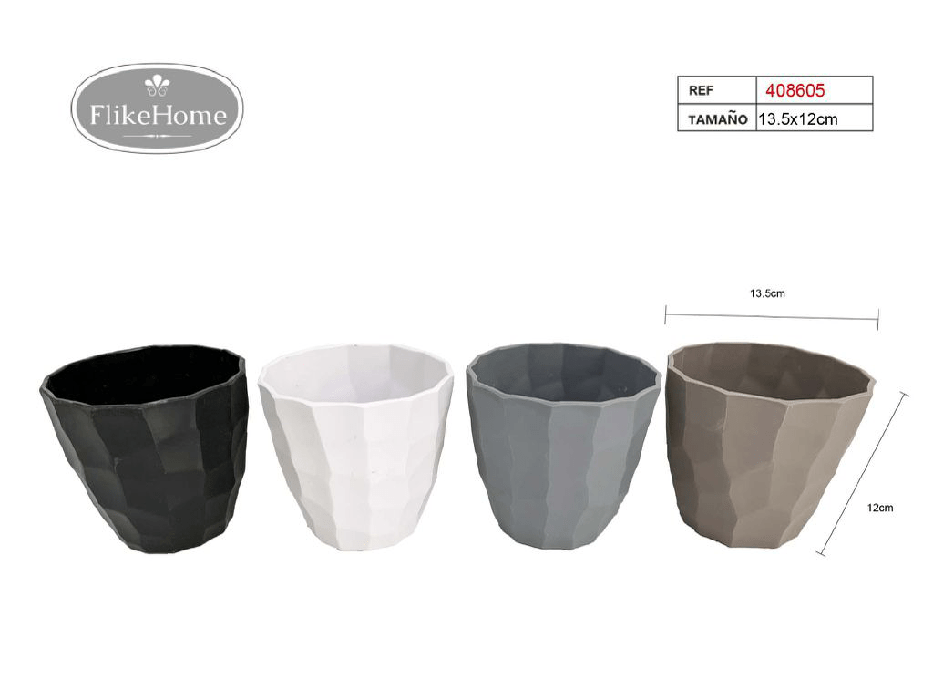 Macetero Decor. PVC (VARIOS TAMAÑOS DISPONIBLES) - Pack 12 Uds. - FlikeHome - Cubo Maceta PVC - 408605X12 - Cubo Maceta PVC - Cubo PVC - Maceta PVC