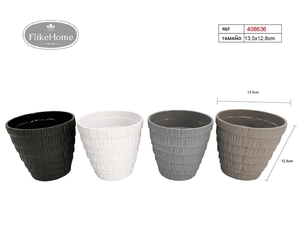 Macetero Decor. PVC (VARIOS TAMAÑOS DISPONIBLES) - Pack 12 Uds. - FlikeHome - Cubo Maceta PVC - 408636X12 - Cubo Maceta PVC - Cubo PVC - Maceta PVC