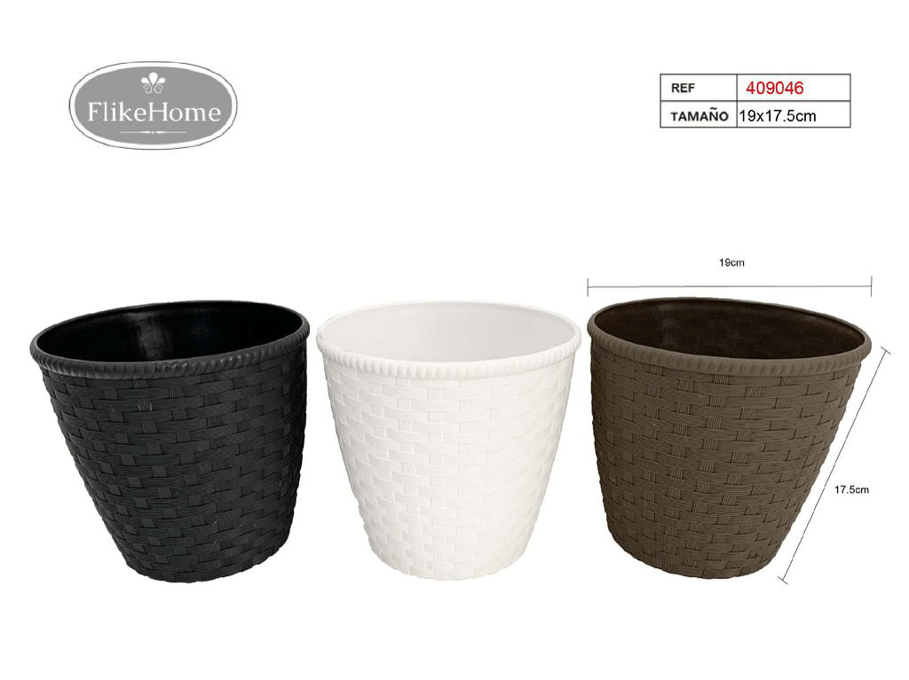 Macetero Decor. PVC (VARIOS TAMAÑOS DISPONIBLES) - Pack 12 Uds. - FlikeHome - Cubo Maceta PVC - 409046X12 - Cubo Maceta PVC - 