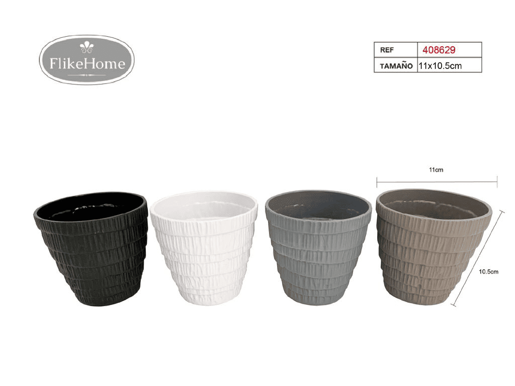 Macetero Decor. PVC (VARIOS TAMAÑOS DISPONIBLES) - Pack 12 Uds. - FlikeHome - Cubo Maceta PVC - 408629X12 - Cubo Maceta PVC - Cubo PVC - Maceta PVC