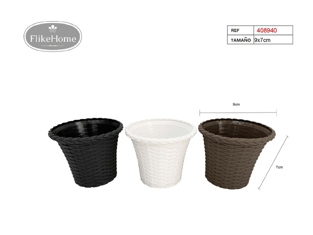 Macetero Decor. PVC (VARIOS TAMAÑOS DISPONIBLES) - Pack 12 Uds. - FlikeHome - Cubo Maceta PVC - 408940X12 - Cubo Maceta PVC - Cubo PVC - Maceta PVC