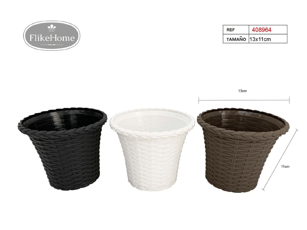 Macetero Decor. PVC (VARIOS TAMAÑOS DISPONIBLES) - Pack 12 Uds. - FlikeHome - Cubo Maceta PVC - 408964X12 - Cubo Maceta PVC - Cubo PVC - Maceta PVC