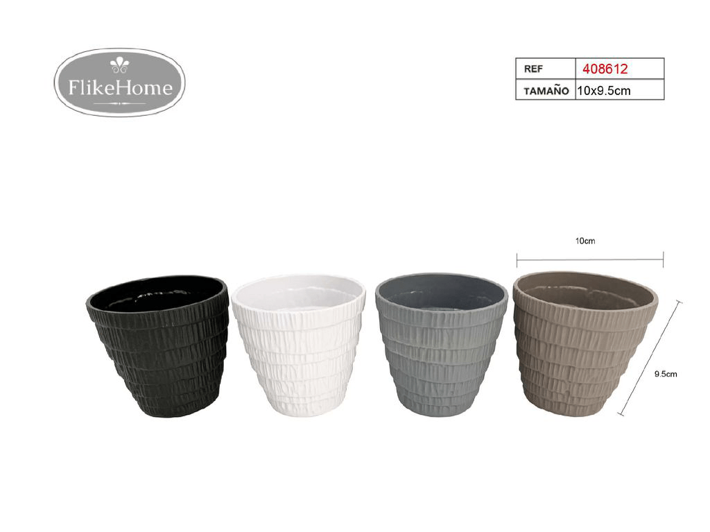 Macetero Decor. PVC (VARIOS TAMAÑOS DISPONIBLES) - Pack 12 Uds. - FlikeHome - Cubo Maceta PVC - 408612X12 - Cubo Maceta PVC - Cubo PVC - Maceta PVC