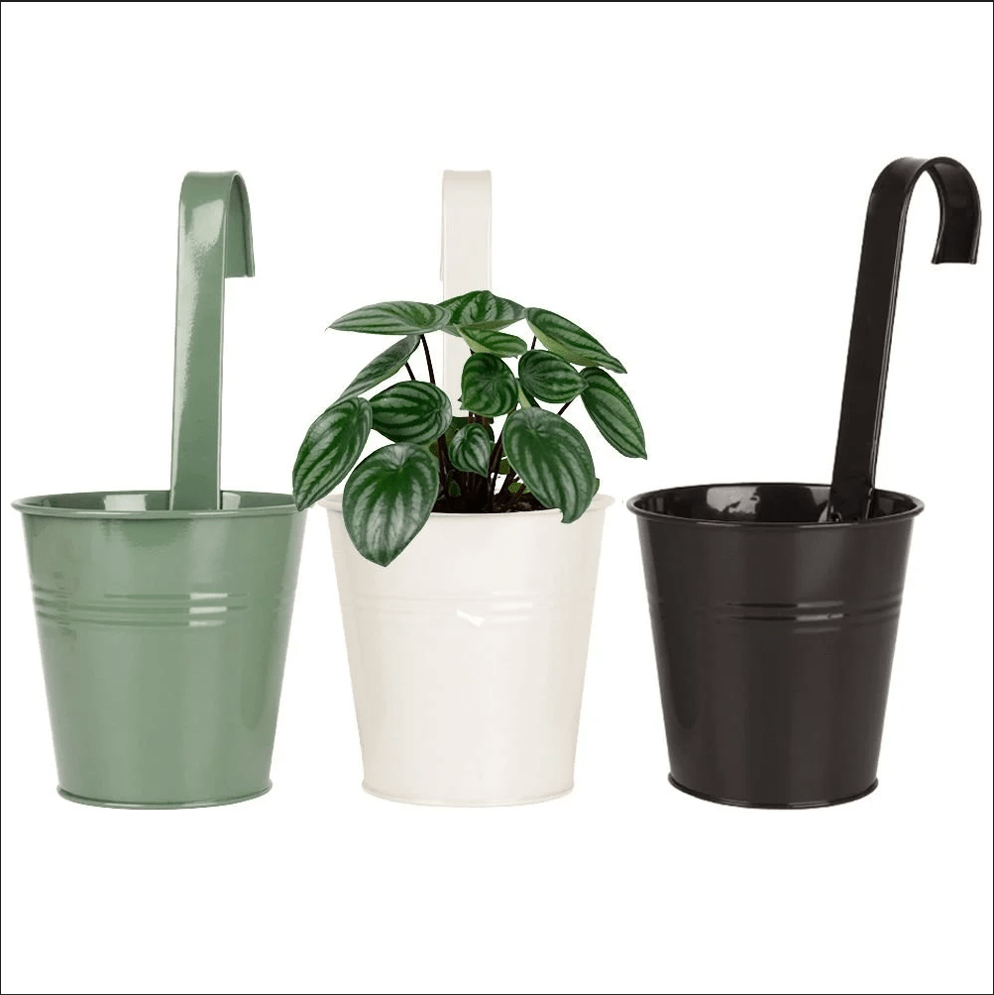 Macetero Metal con Asa (13x13x9 cm) - Pack 12 Uds. - FlikeHome - Cubo Metal - 447291X12 - Cubo Metal - Maceta metal - 