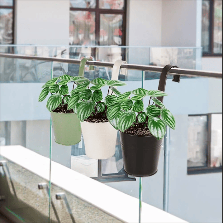 Macetero Metal con Asa (13x13x9 cm) - Pack 12 Uds. - FlikeHome - Cubo Metal - 447291X12 - Cubo Metal - Maceta metal - 