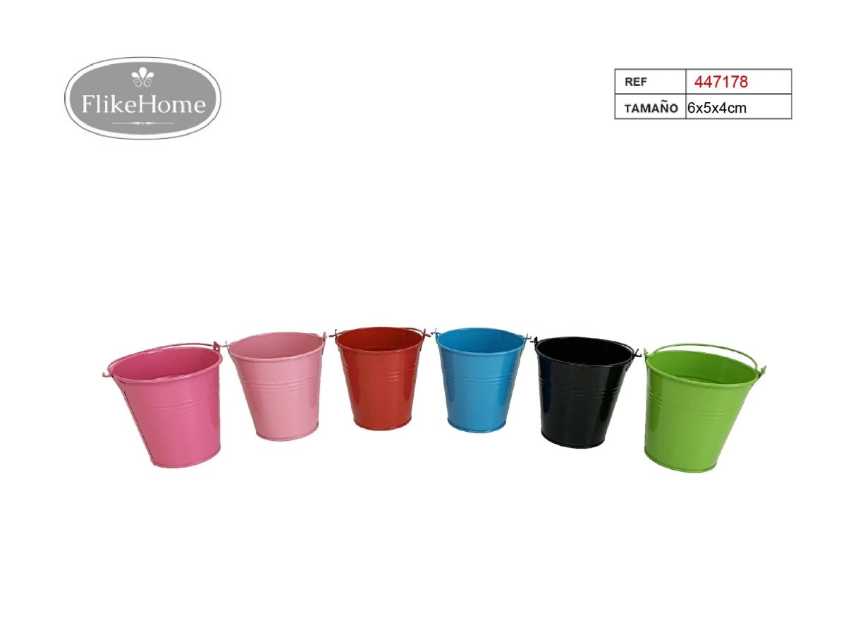 Macetero Metal con Asa (VARIOS TAMAÑOS DISPONIBLES) - Pack 24 Uds. - FlikeHome - Cubo Metal - 447178X24 - Cubo Metal - Maceta metal - 
