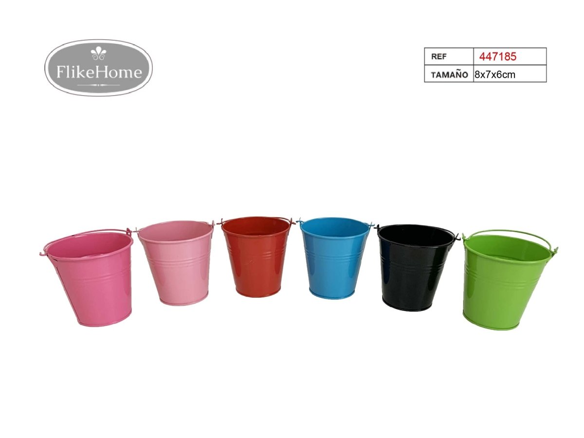 Macetero Metal con Asa (VARIOS TAMAÑOS DISPONIBLES) - Pack 24 Uds. - FlikeHome - Cubo Metal - 447185X24 - Cubo Metal - Maceta metal - 